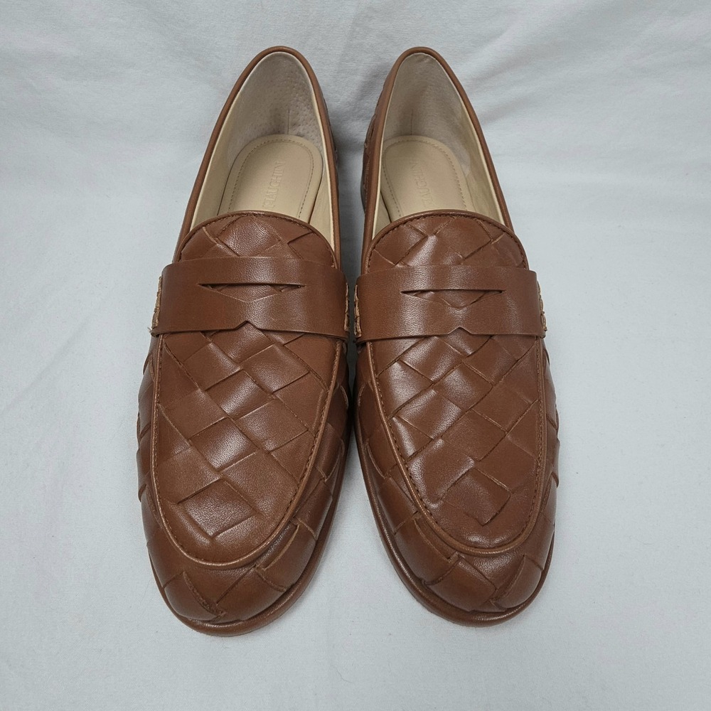 J McLaughlin Brown Concetta Woven Leather Penny Loafers Womens Size 8 Old Money - Picture 2 of 9